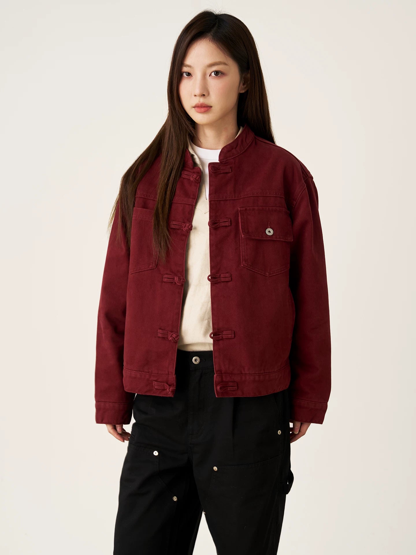 GOODLIVEABLE Vintage Button Casual Jacket
