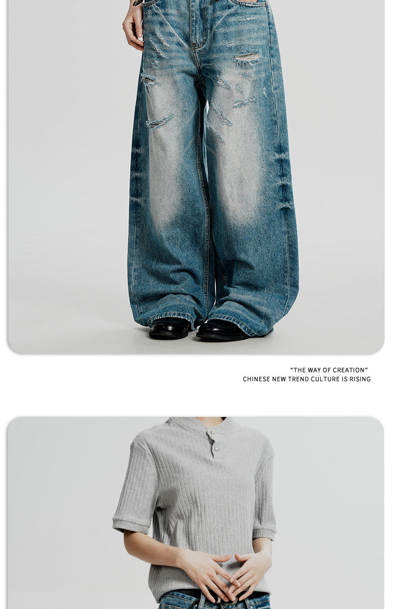 11KN Retro Old Loose Straight Jeans