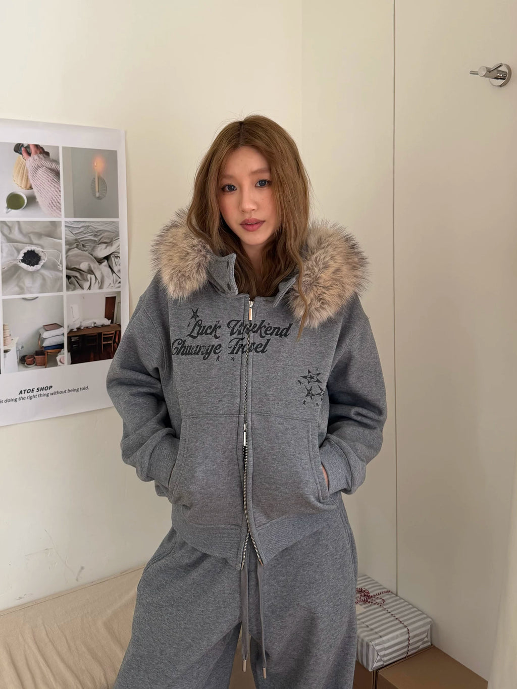 CCYE Removable Fleece Collar Short Jacket