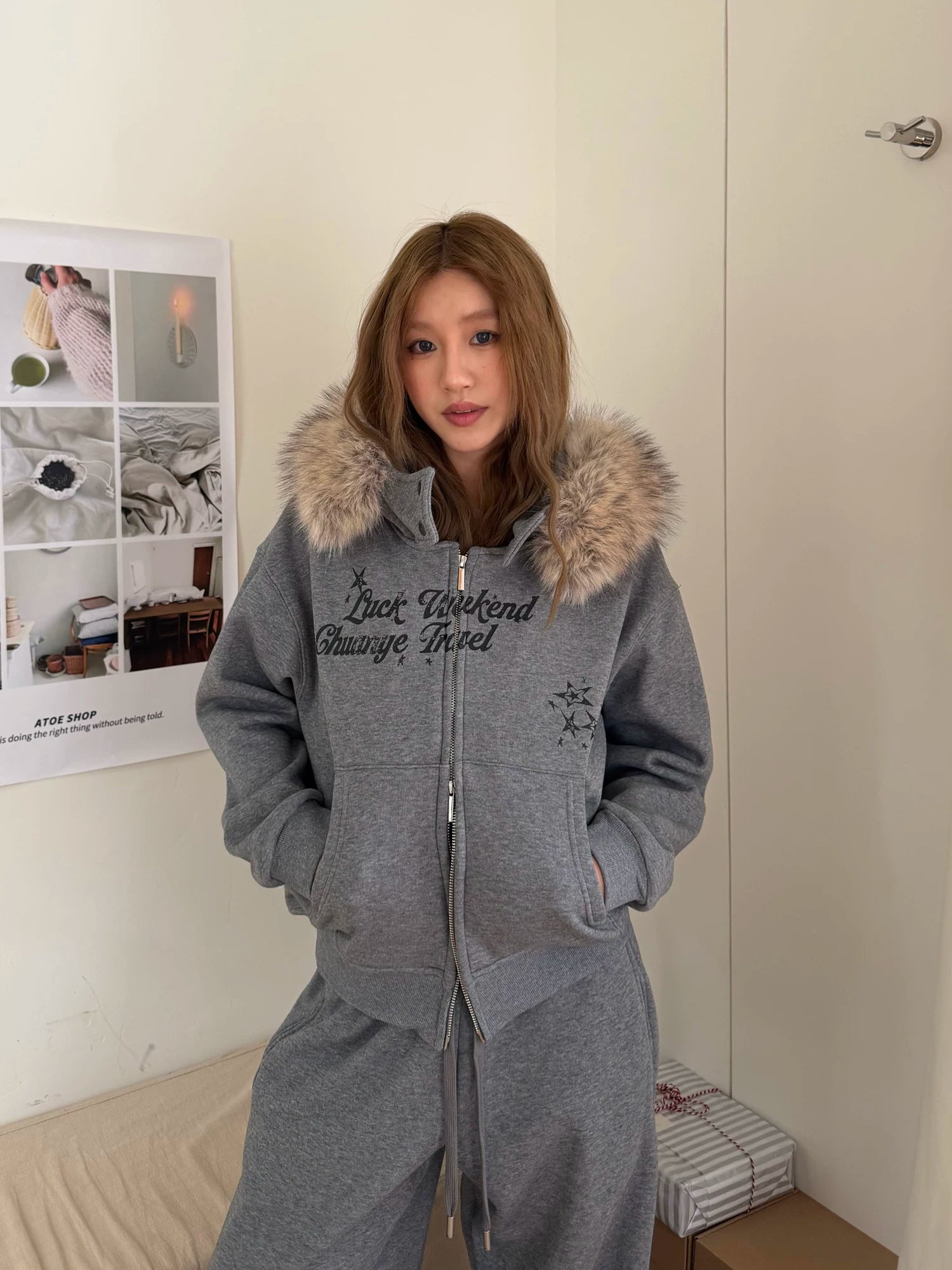 CCYE Removable Fleece Collar Short Jacket