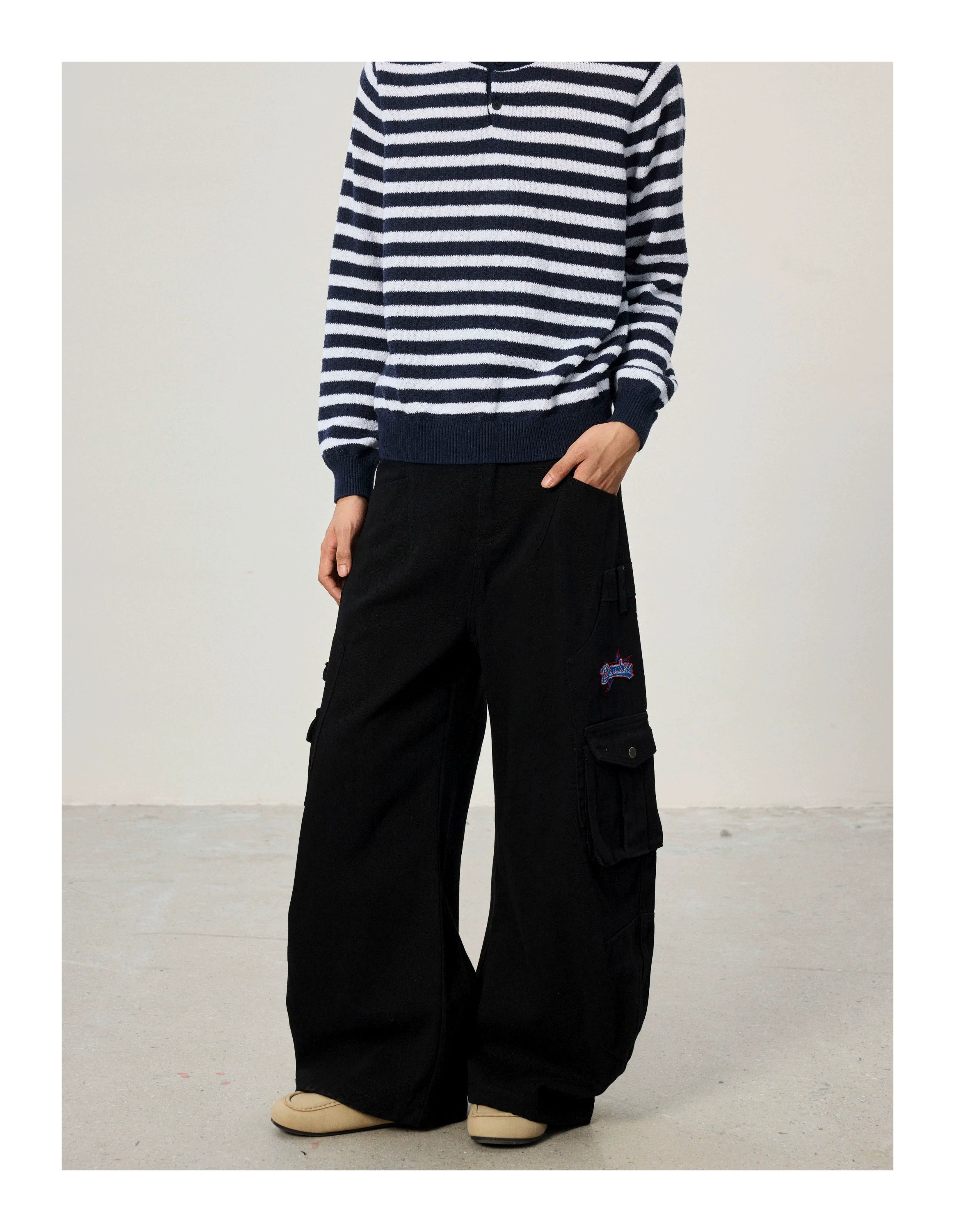 BTSG Vintage Embroidered Multi-pocket Cargo Pants