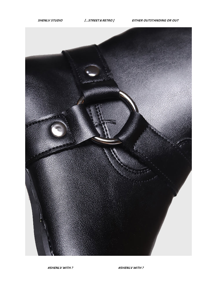 SHENLV STUDIO Pointed Chelsea Personality High Street Martin Boots