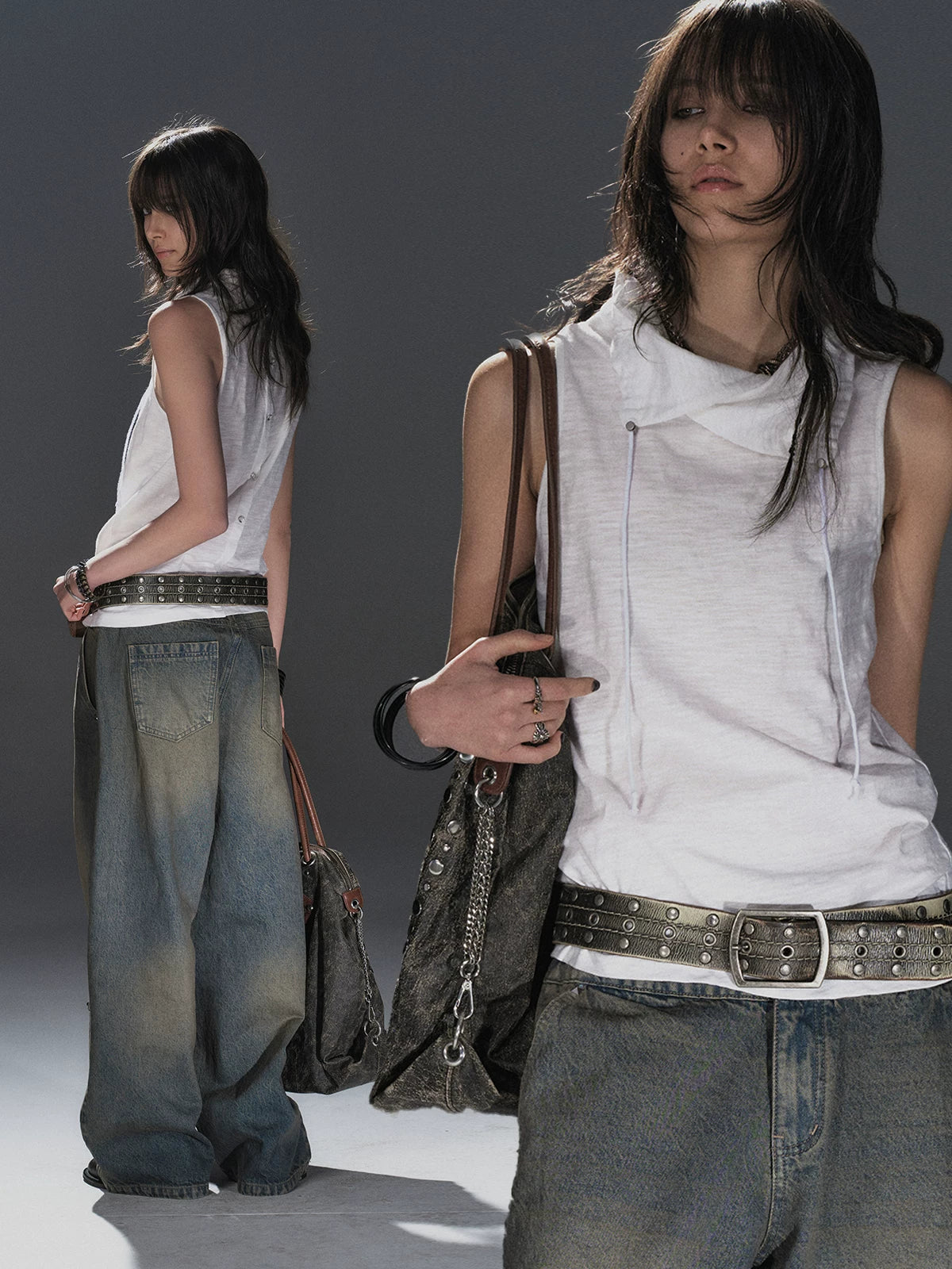 WearAndtear Drawstring Loose Sleeveless Vest Sling