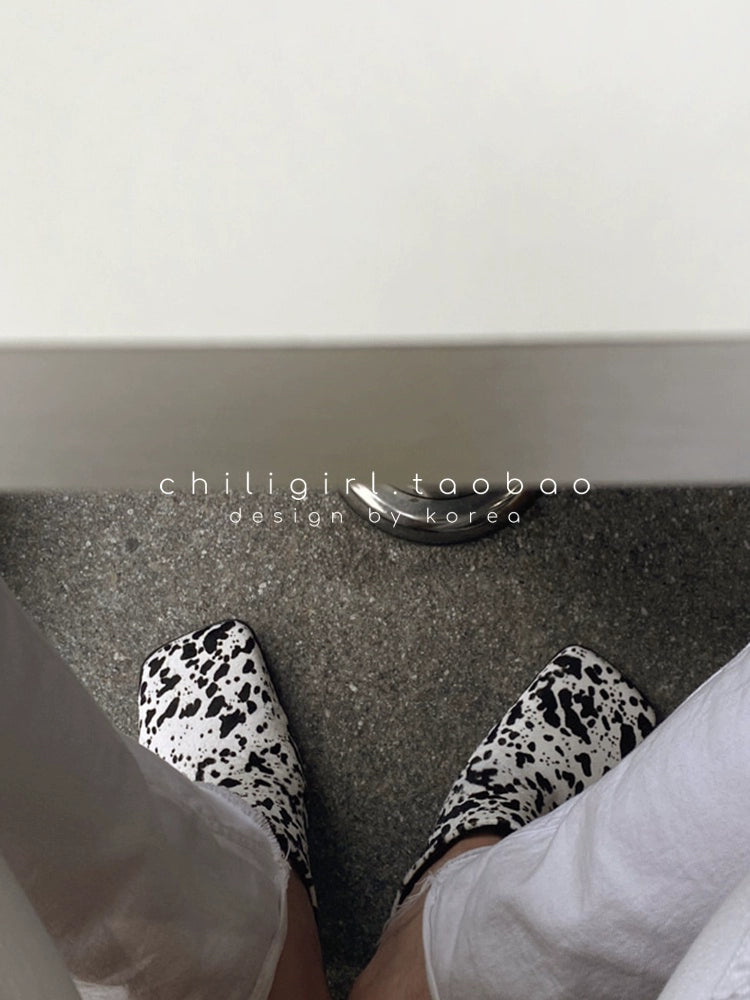 CHILIGIRL High-heeled Polka Dot Bag Head Half Tray Women's Shoes