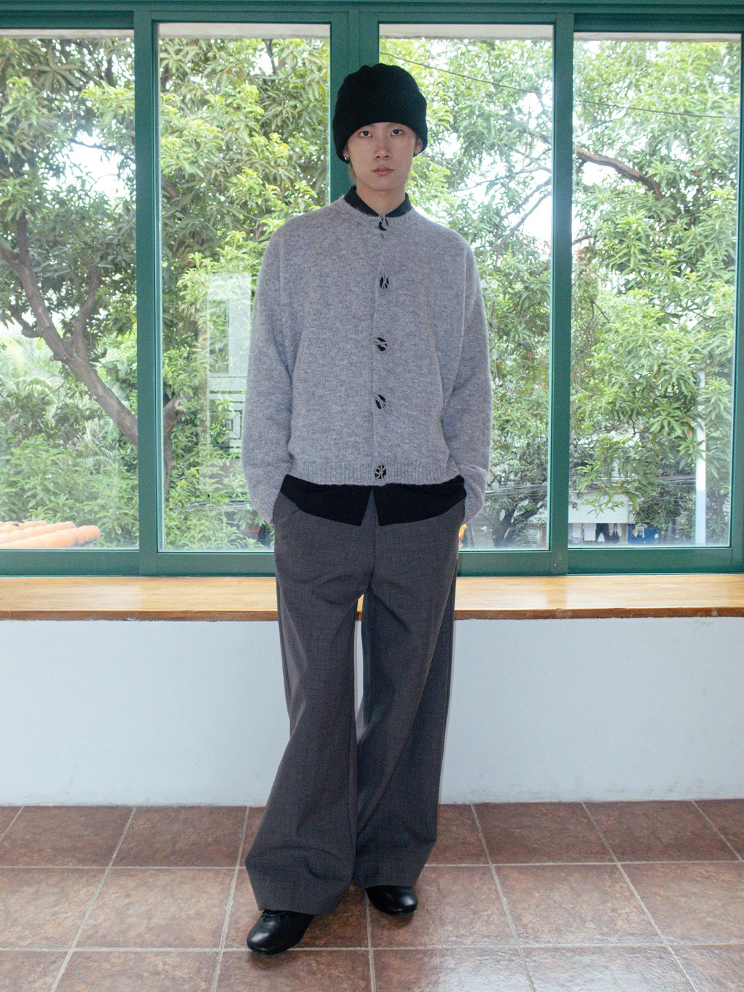 FUNKYFUN Hand-knitted Bow-knitted Loose-fitting Cardigan