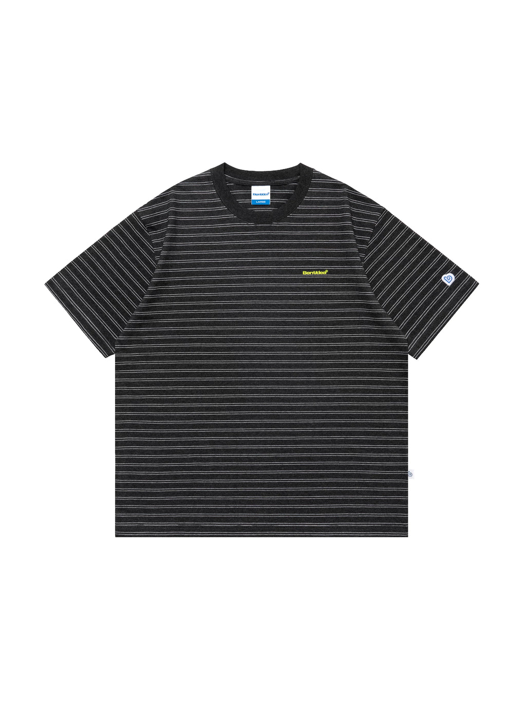 BENT IDEA Alphabet Print Striped Casual Tee