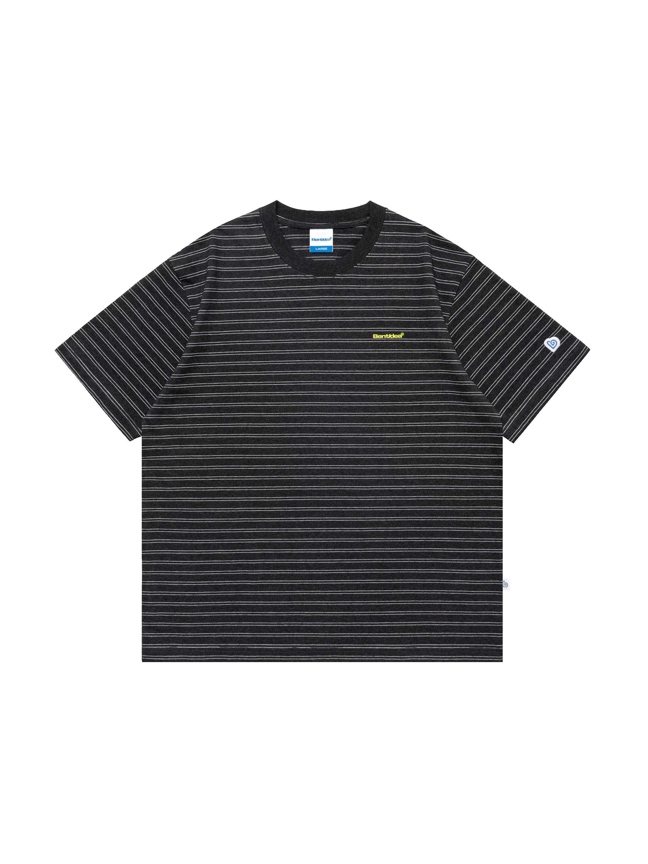 BENT IDEA Alphabet Print Striped Casual Tee