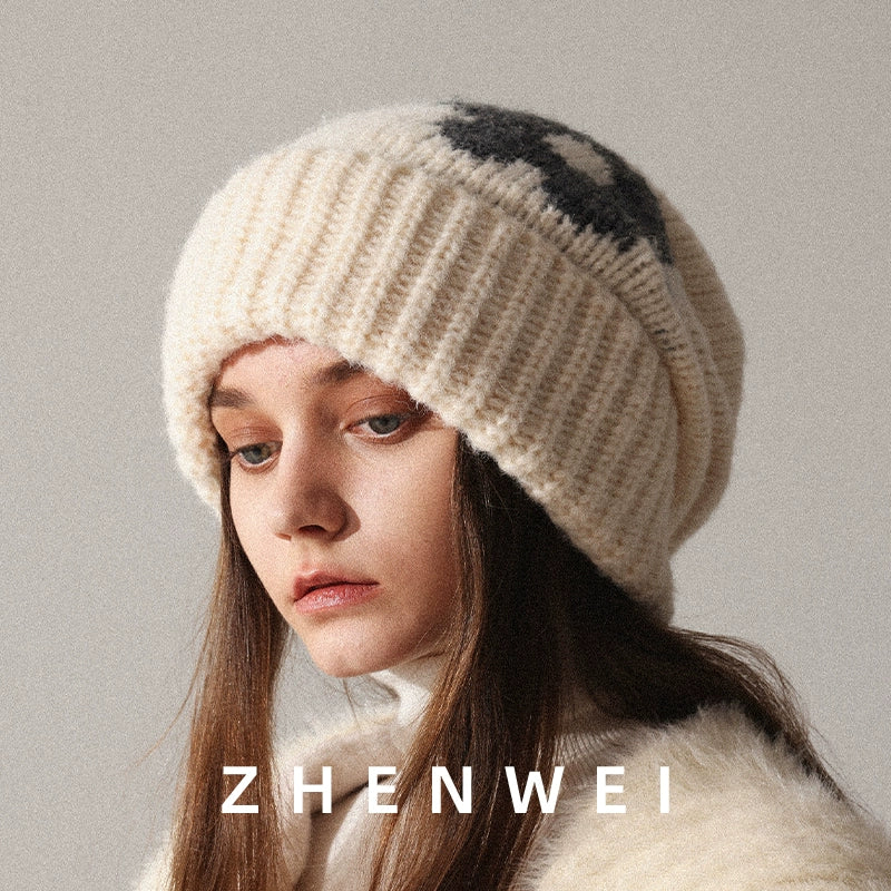 ZHENWEI Woolen Knitted Hat with Large Head Circumference