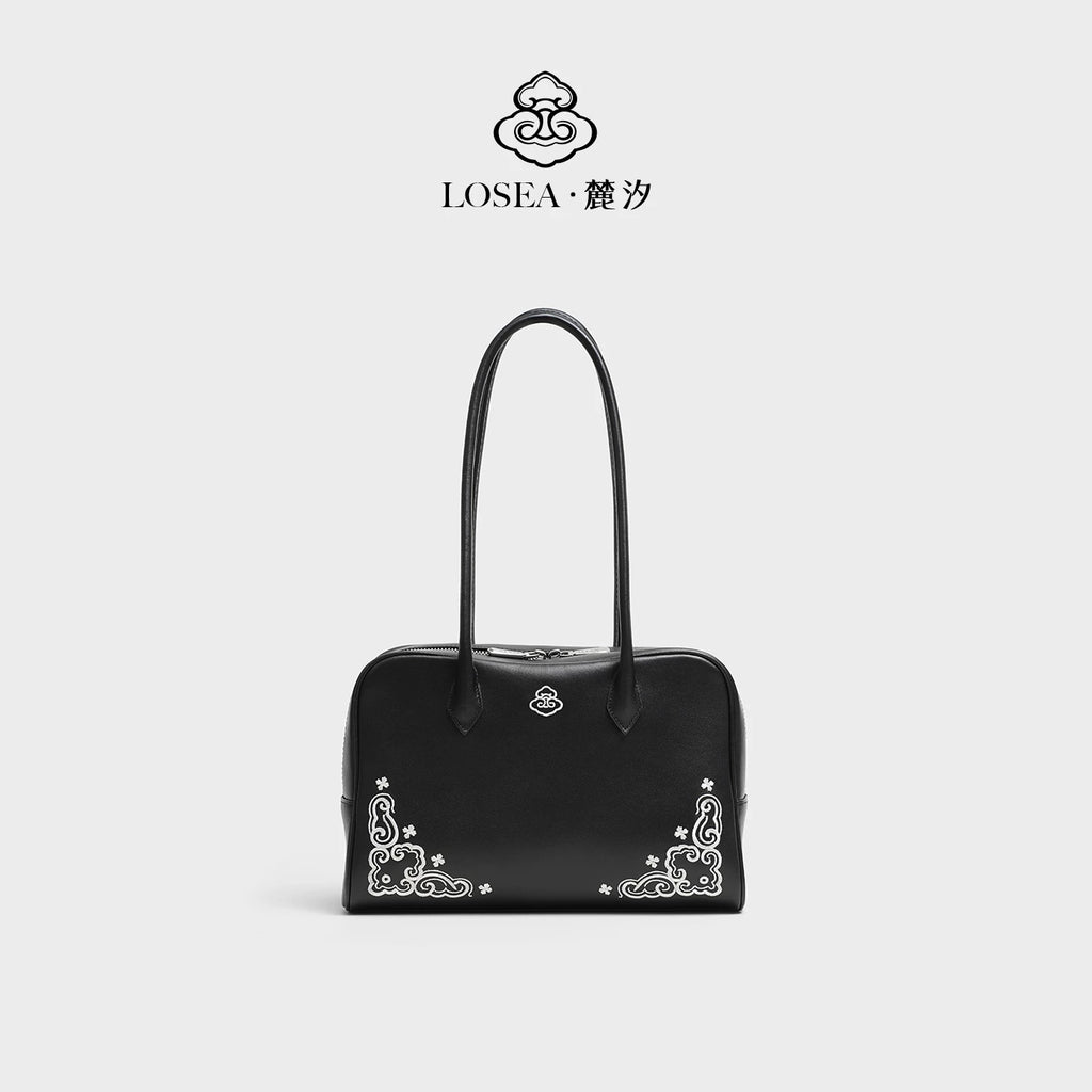 LOSEA First-layer Cowhide Miao Embroidered Shoulder Bag