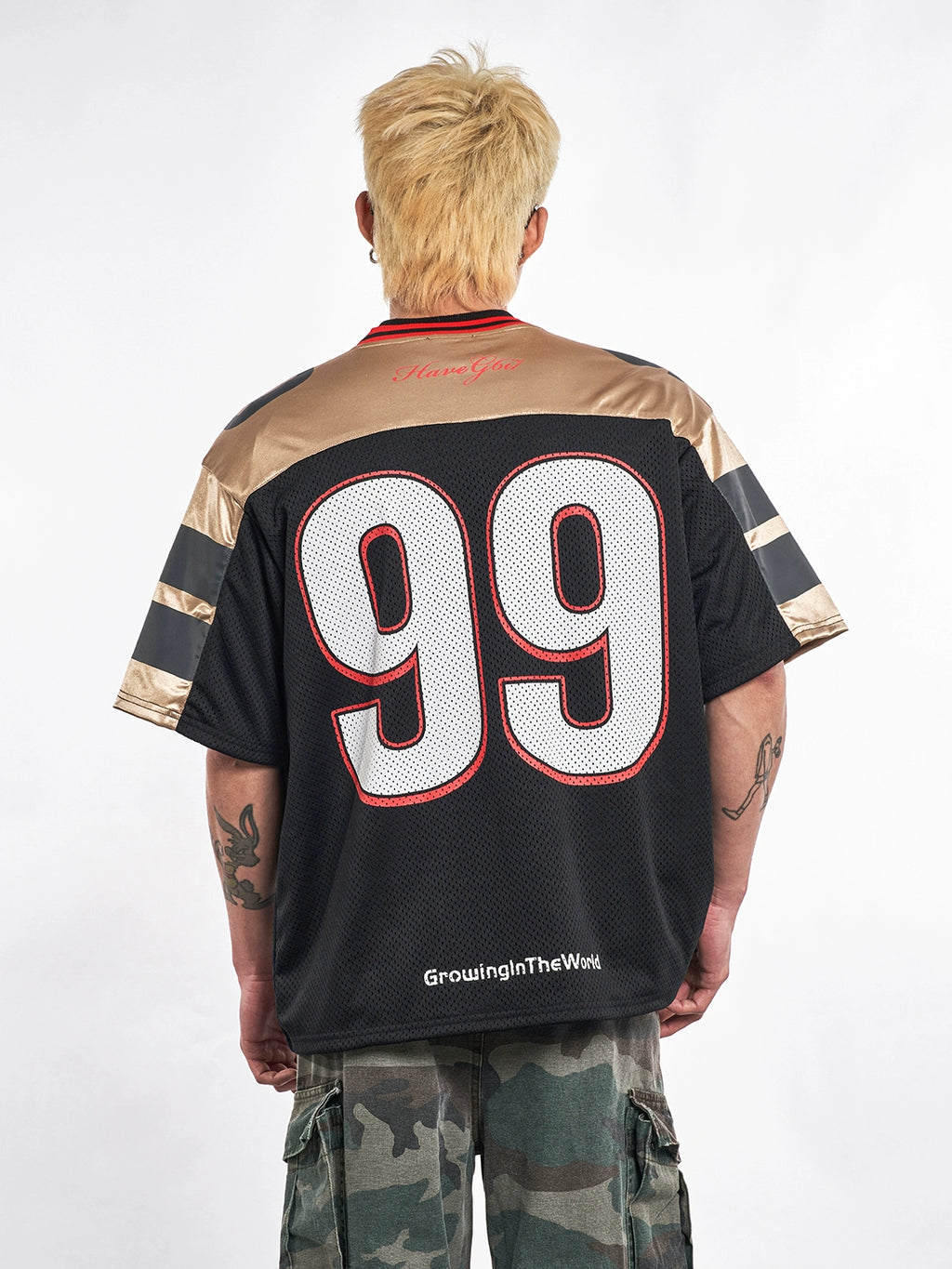 MT99 Letter Jersey Mesh Breathable Tee