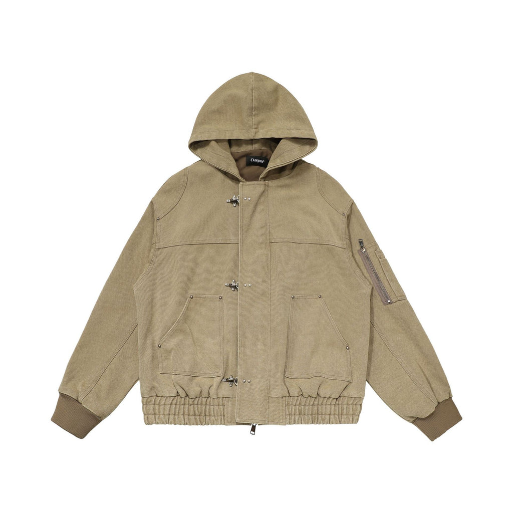 CHANYOOU Retro Washed Old Plane Buckle Jacket