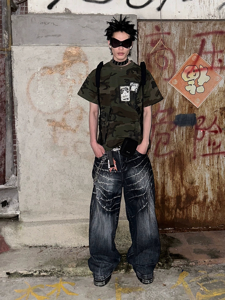 DND4DES Cross Hot Diamond Marlboro Machine Gun Print Camouflage Tee