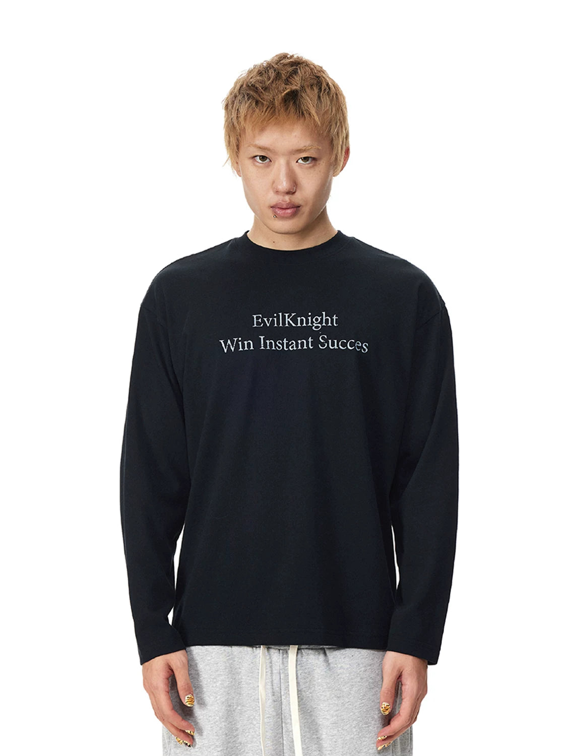 EK Vintage English Loose Casual Crew Neck Long Sleeve