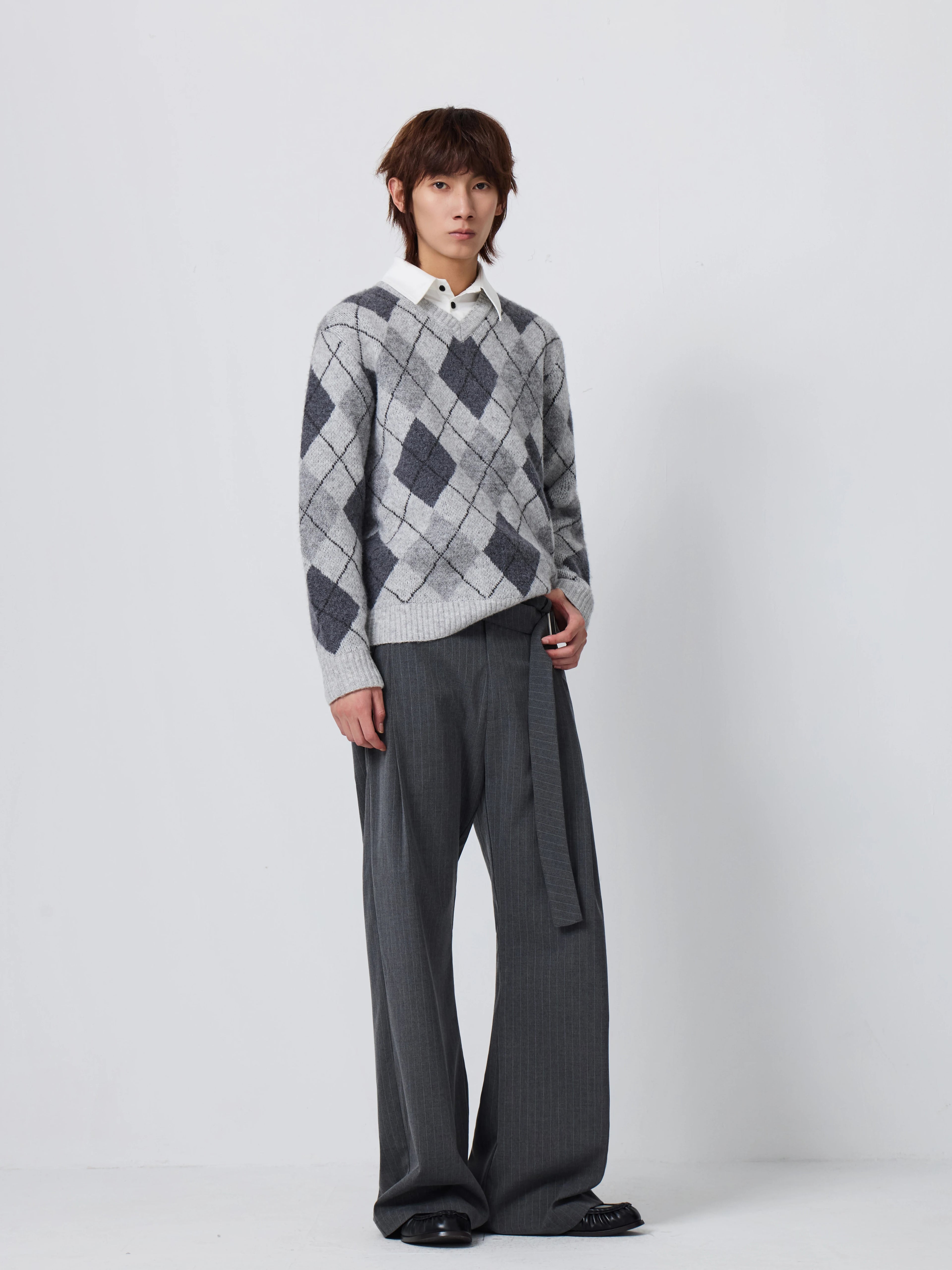 4JUNKS Rhombus Fake Two-piece * Knitted Sweater