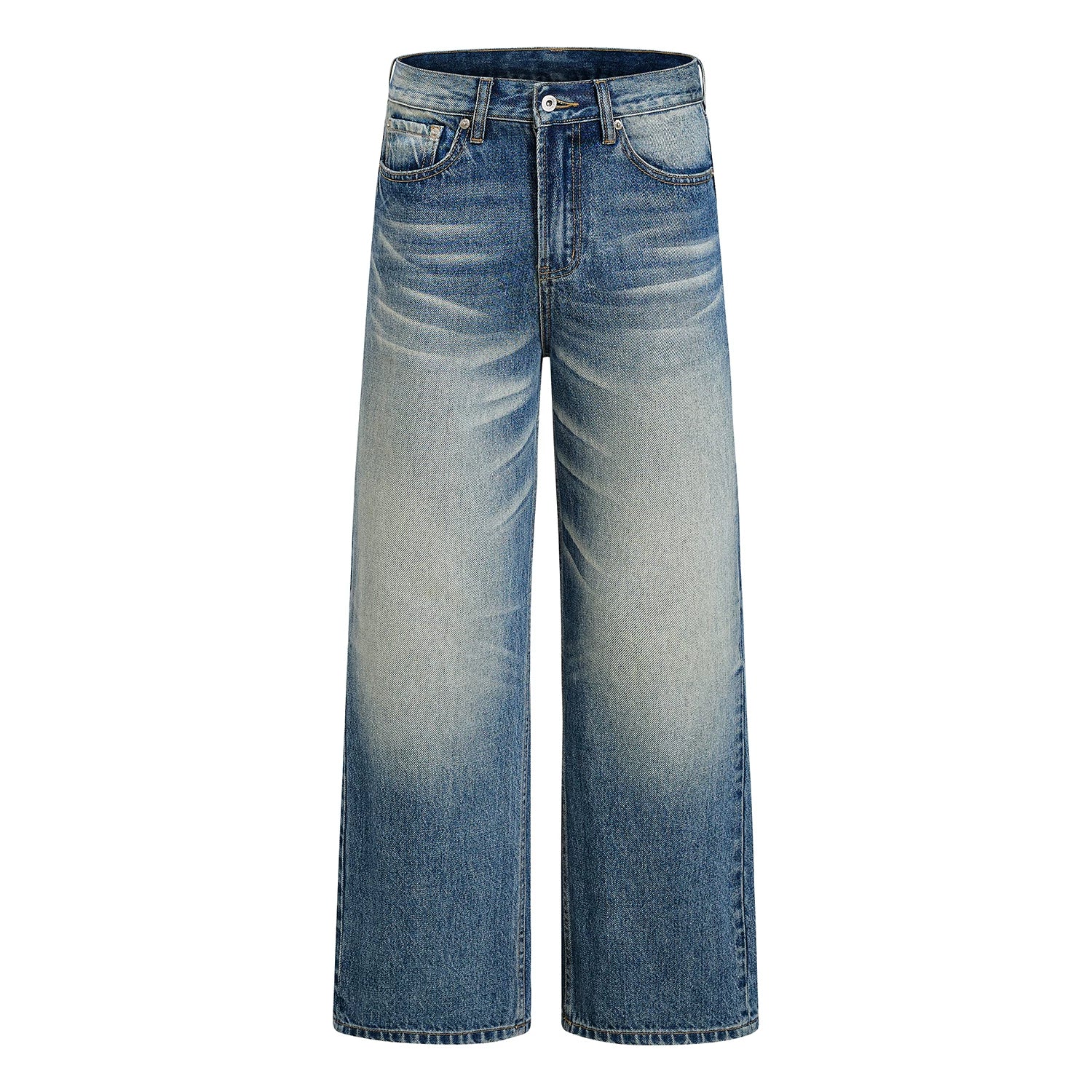 Sameuoo Hand-pleated Straight Jeans