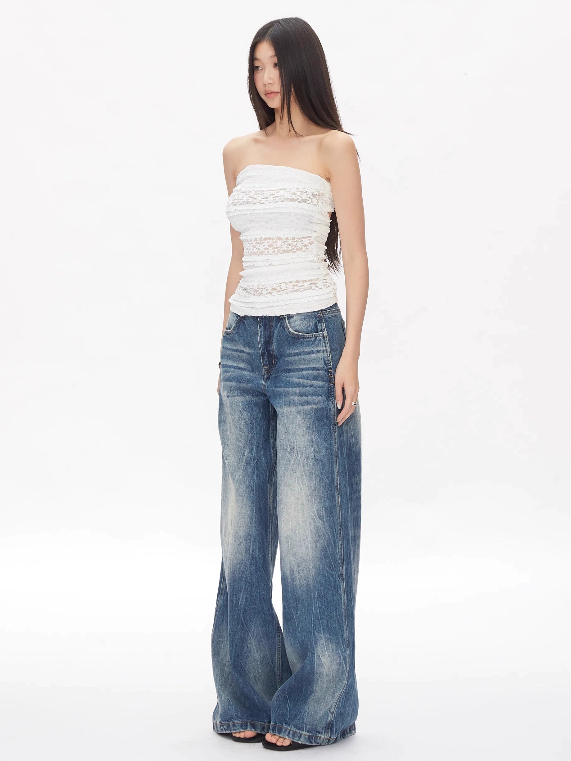 WITHMIN Low-rise Straight-leg Versatile Drape Jeans