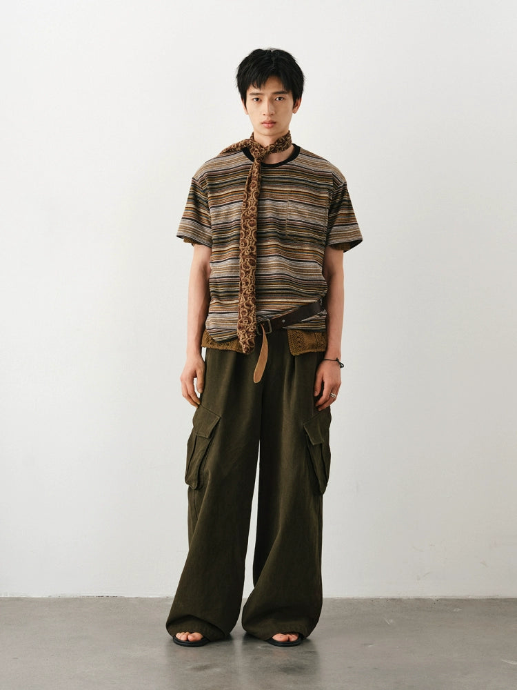 DIMC Pocket Rainbow Pinstripe Tee