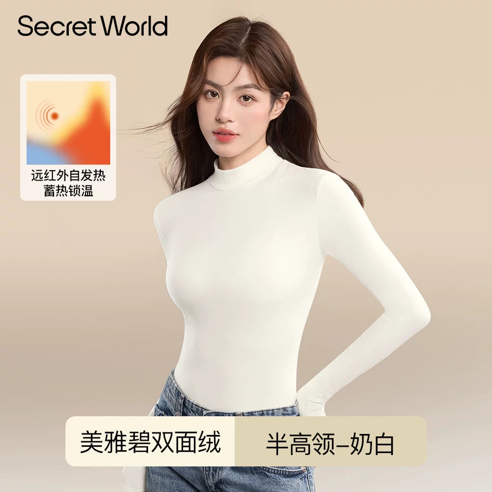 Secret World Semi-turtleneck Slim Sleeve