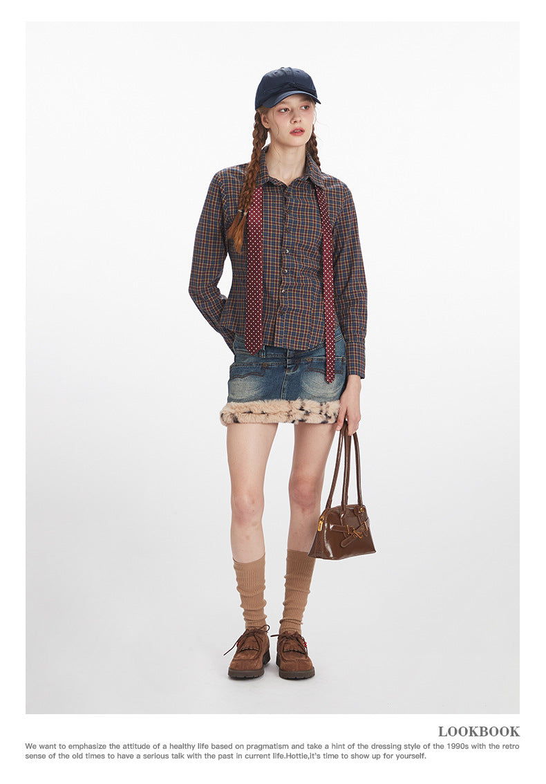 Nariele Plaid Slim Skinny Long Sleeve Shirt
