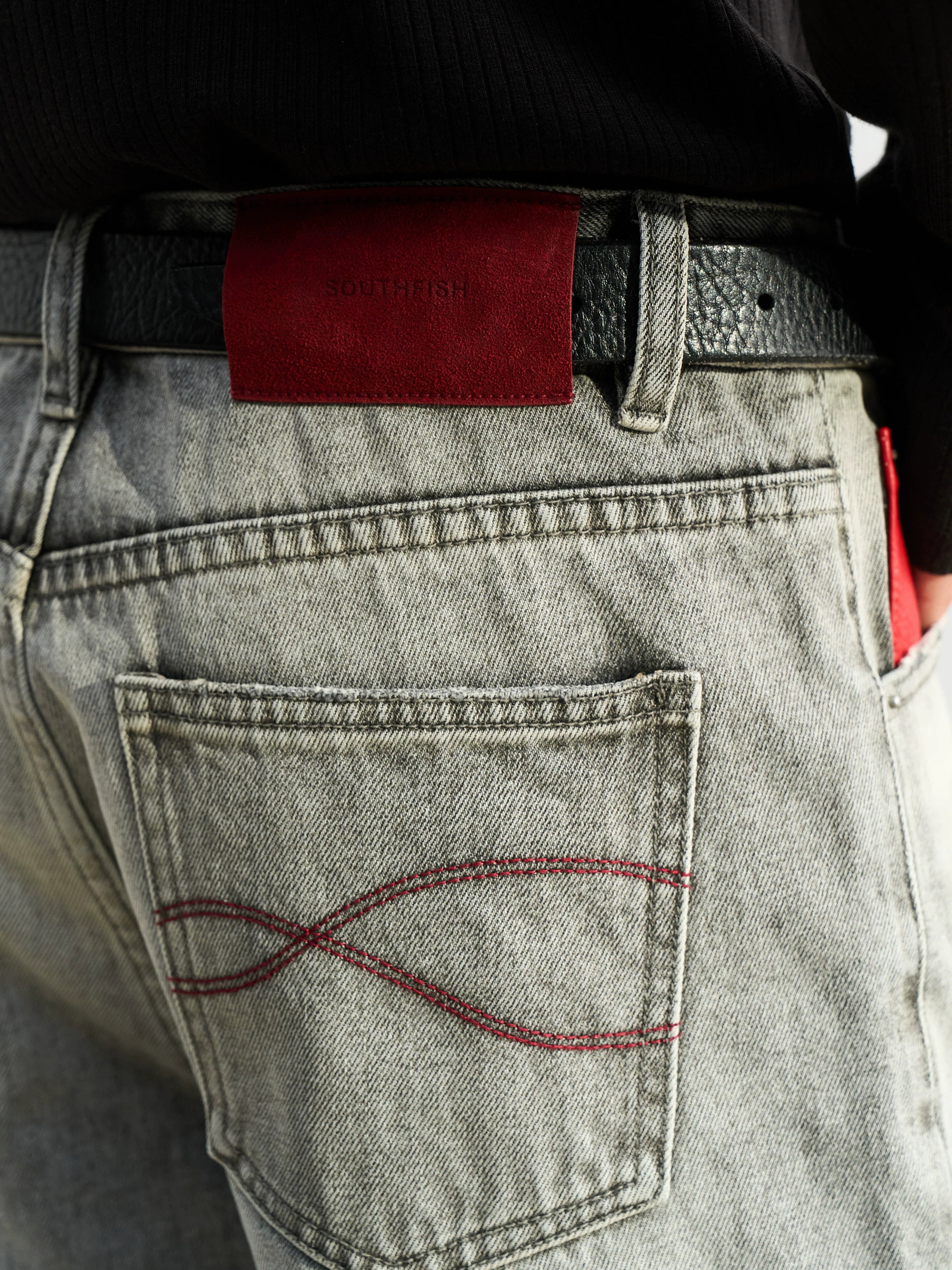 SOUTHFISH Color Matching Micro-straight Jeans
