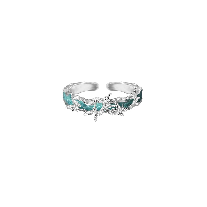 MASW 925 Silver Enamel Butterfly Couple Ring