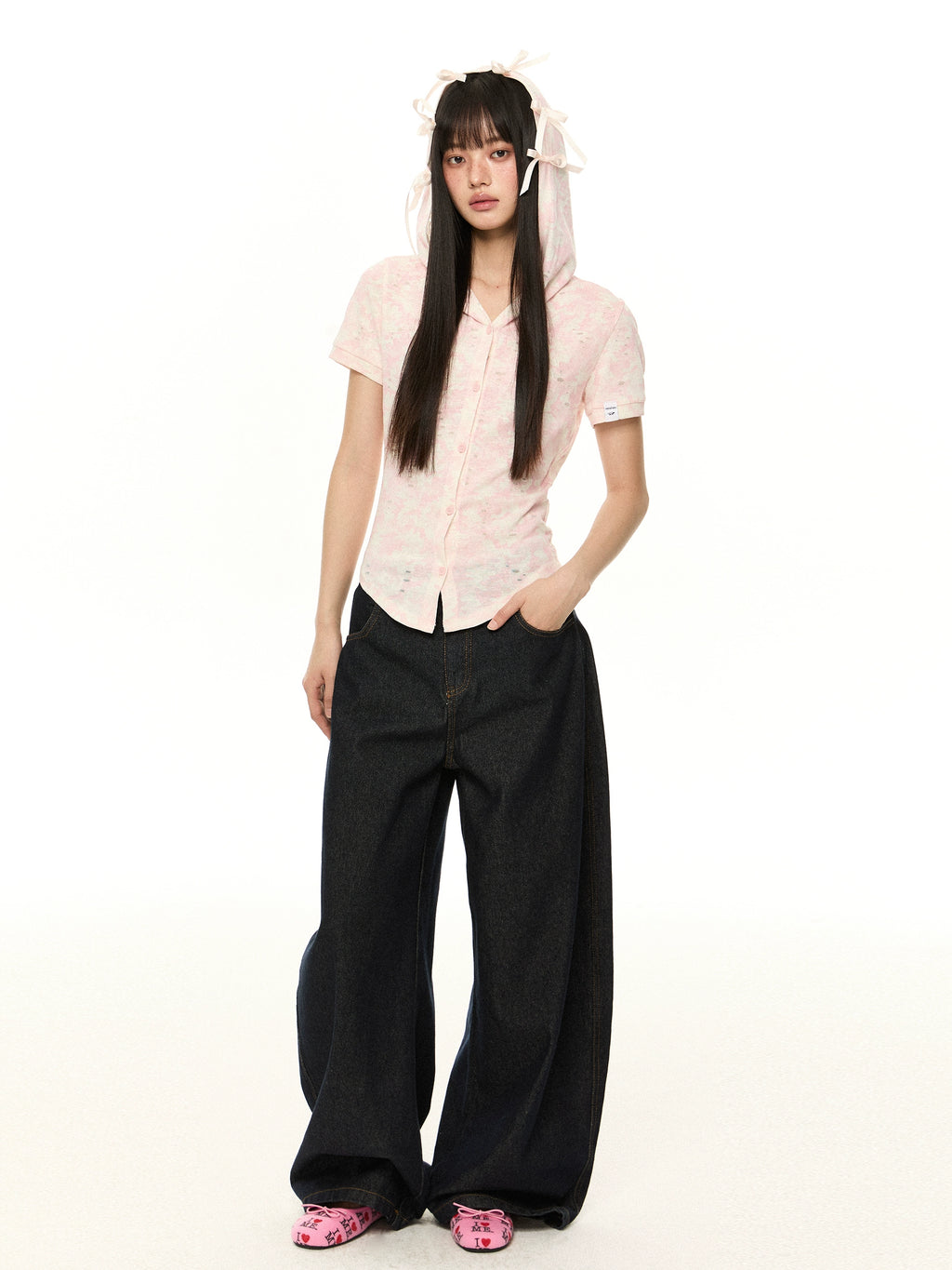 EZEK Miu Short-sleeved Hooded Shirt