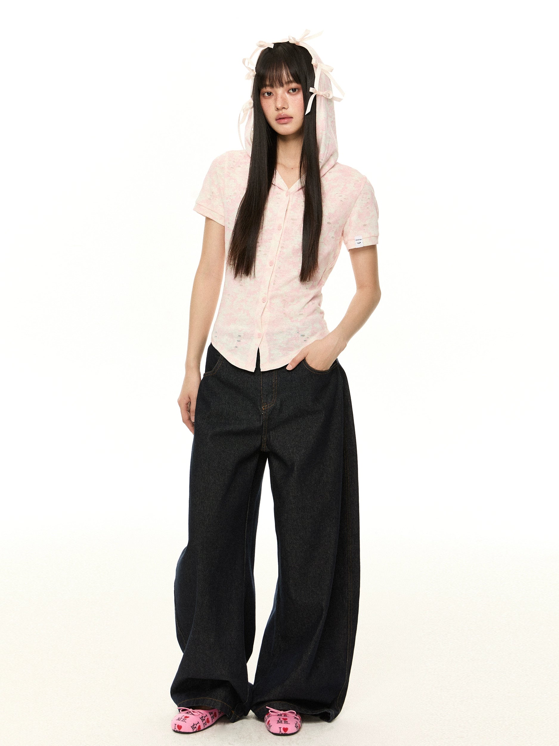 EZEK Miu Short-sleeved Hooded Shirt