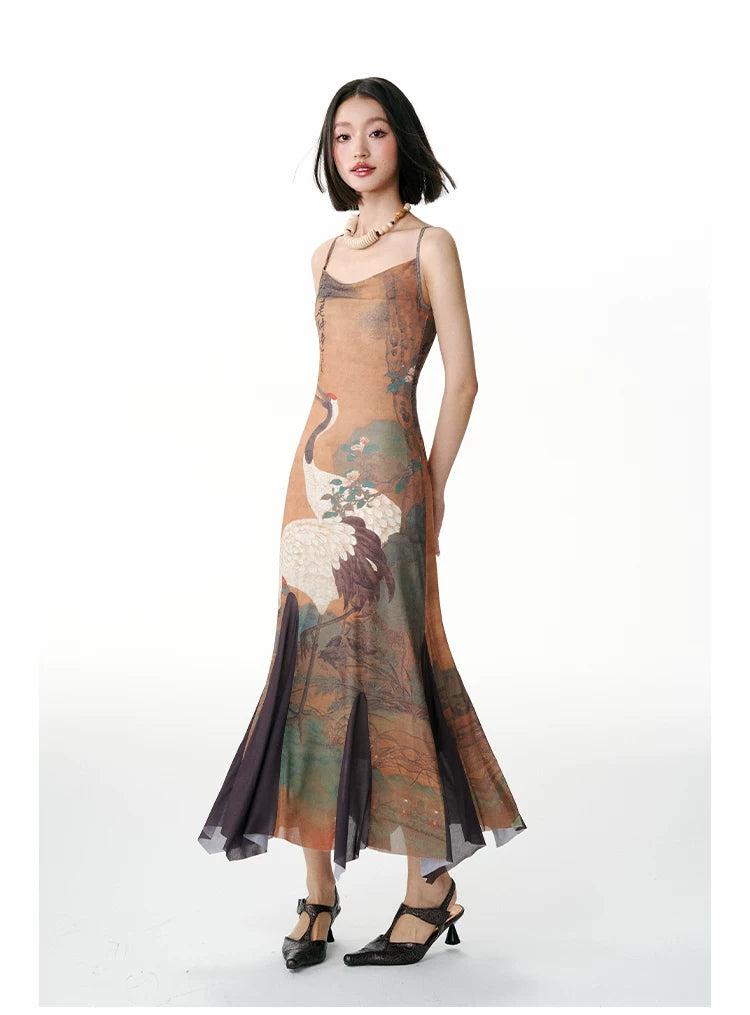 YEDM Elastic Suspender Fishtail Dress