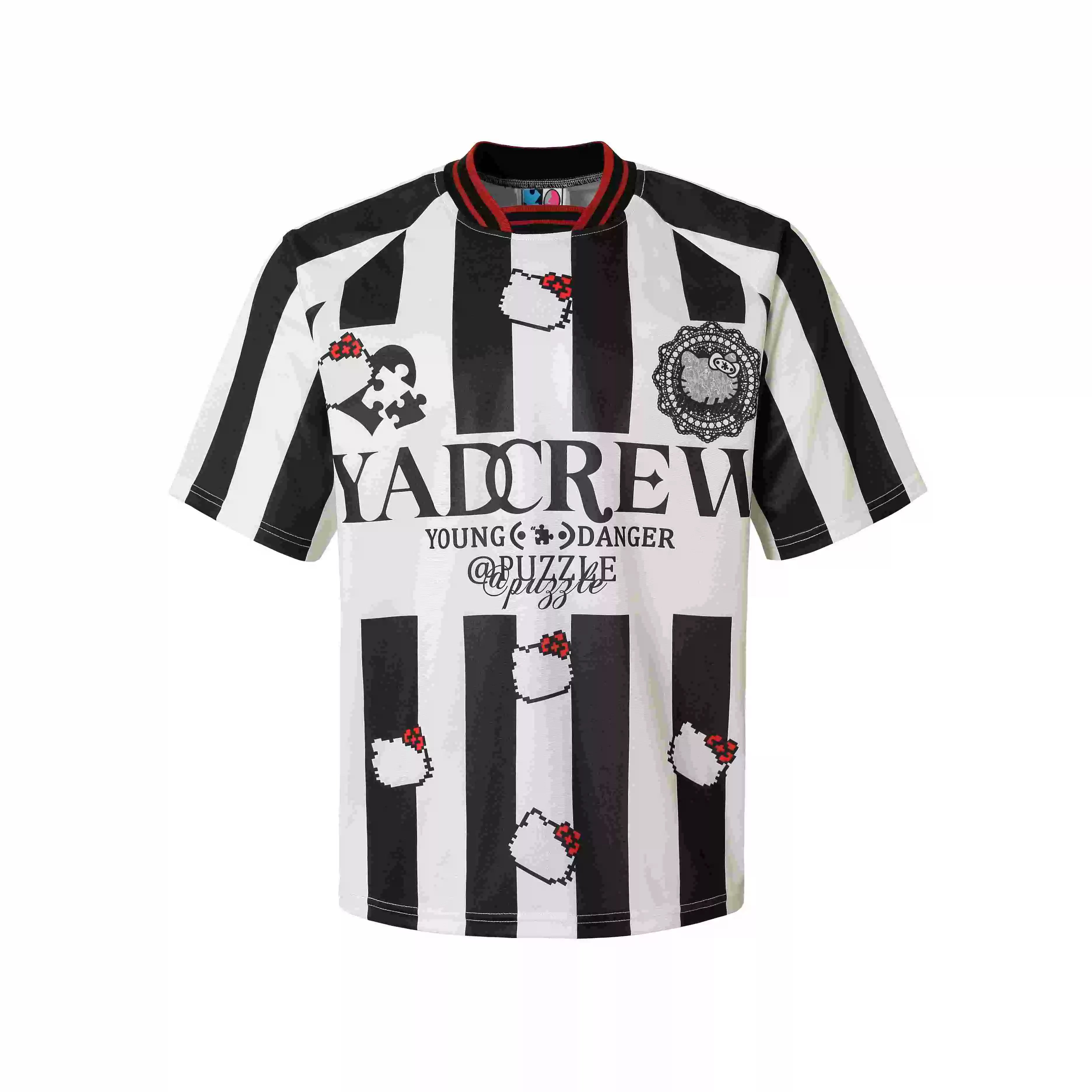 YADcrew Mosaic Print Cat Striped Tee