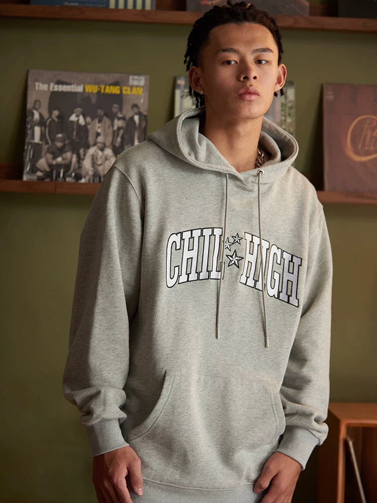 ChillHigh Loose Embroidery Hooded Pullover Sweater