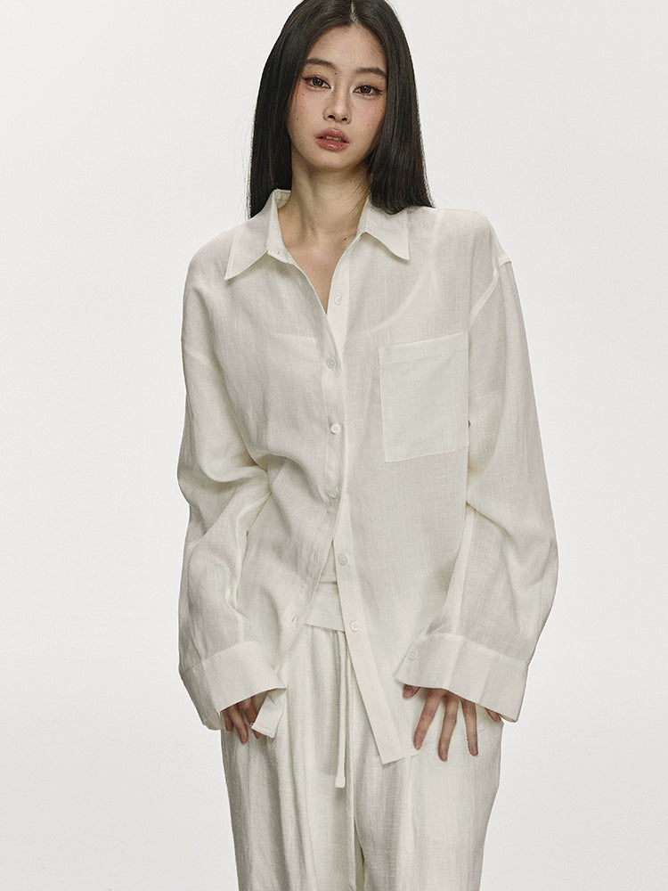 Anna Aneae Linen Shirt Vintage Casual Suit