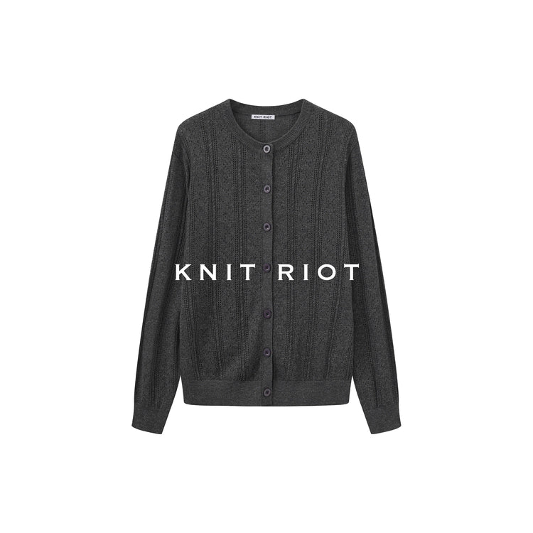 KNITRIOT Hollow Twisted Breathable Knitted Long-sleeved Cardigan