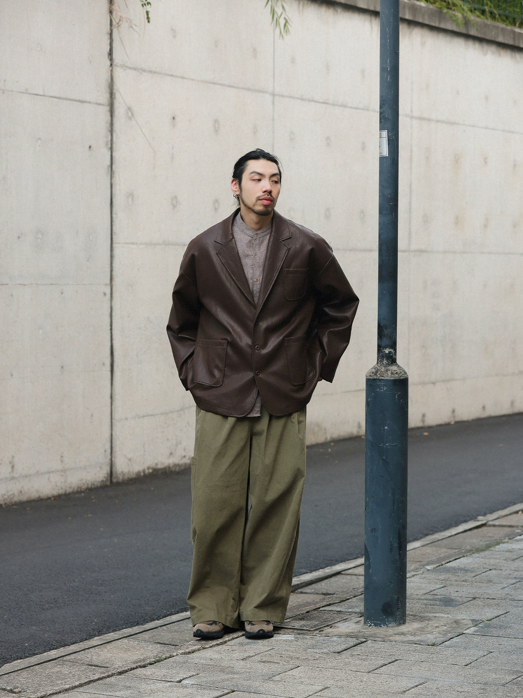 NOEARS Retro Loose Leather Jacket Ruffian Handsome Casual Jacket