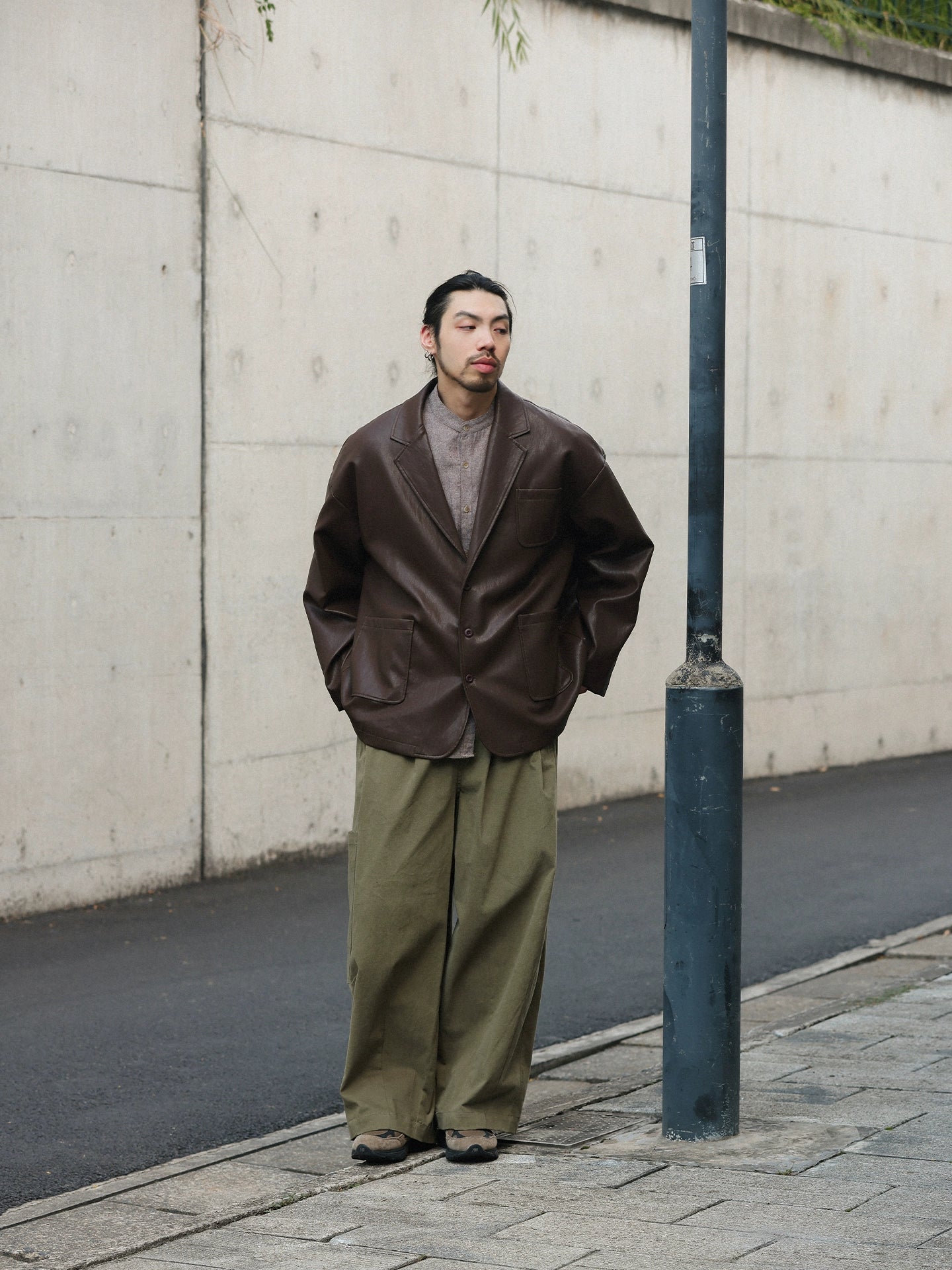 NOEARS Retro Loose Leather Jacket Ruffian Handsome Casual Jacket