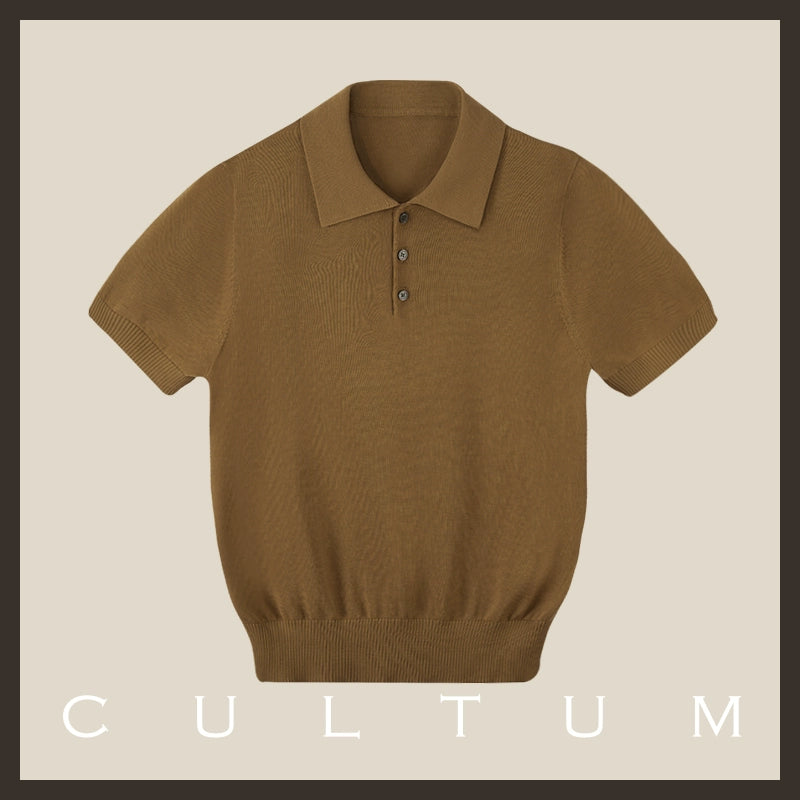 CULTUM  Breathable Knitted Polo Shirt Short Sleeve