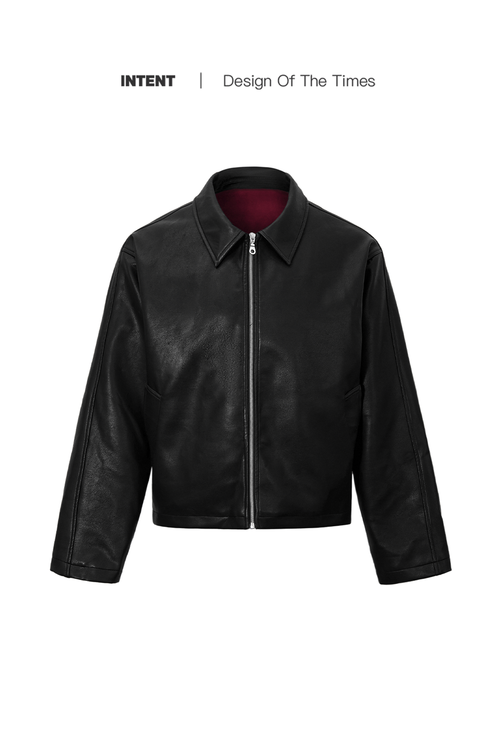 INTENT PU Leather Short Wide Leather Jacket