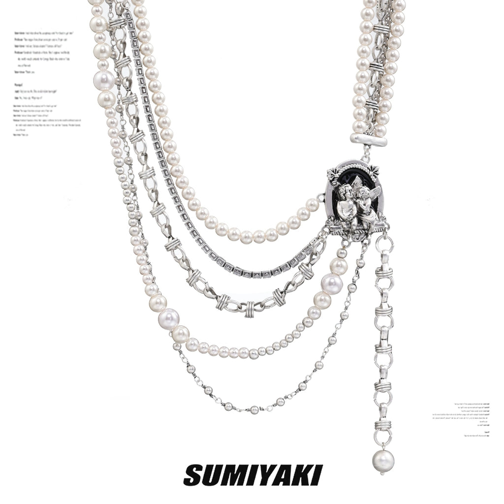 SUMIYAKI Multi-layer Pearl Stacked Belt Necklace