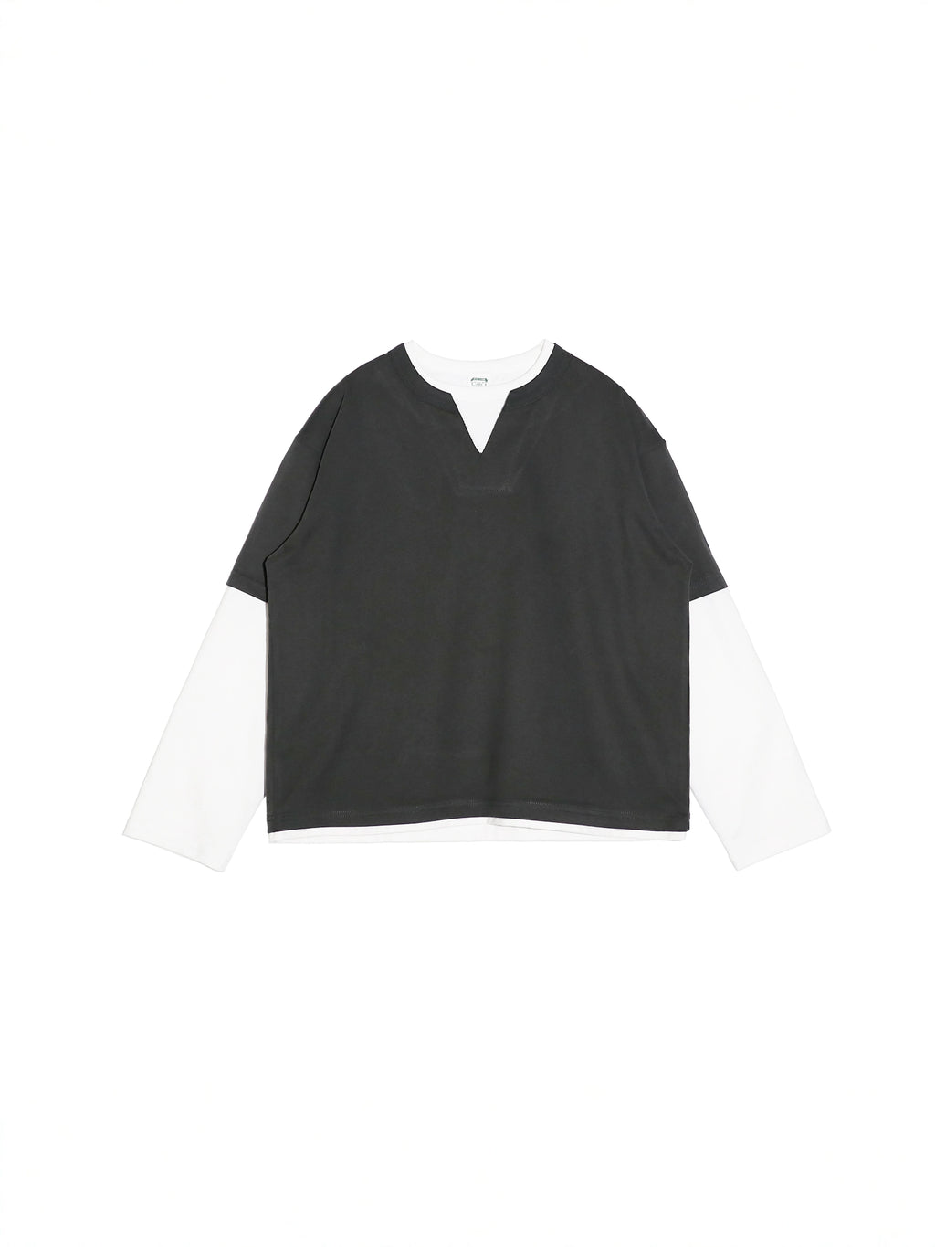 BPCALL Simple Loose Casual Fake Two Long Sleeves