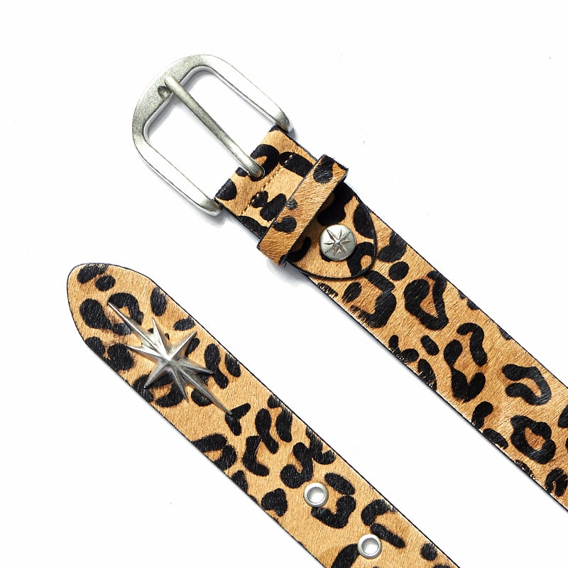 Remedy metal octagram zebra print real horse fur belt