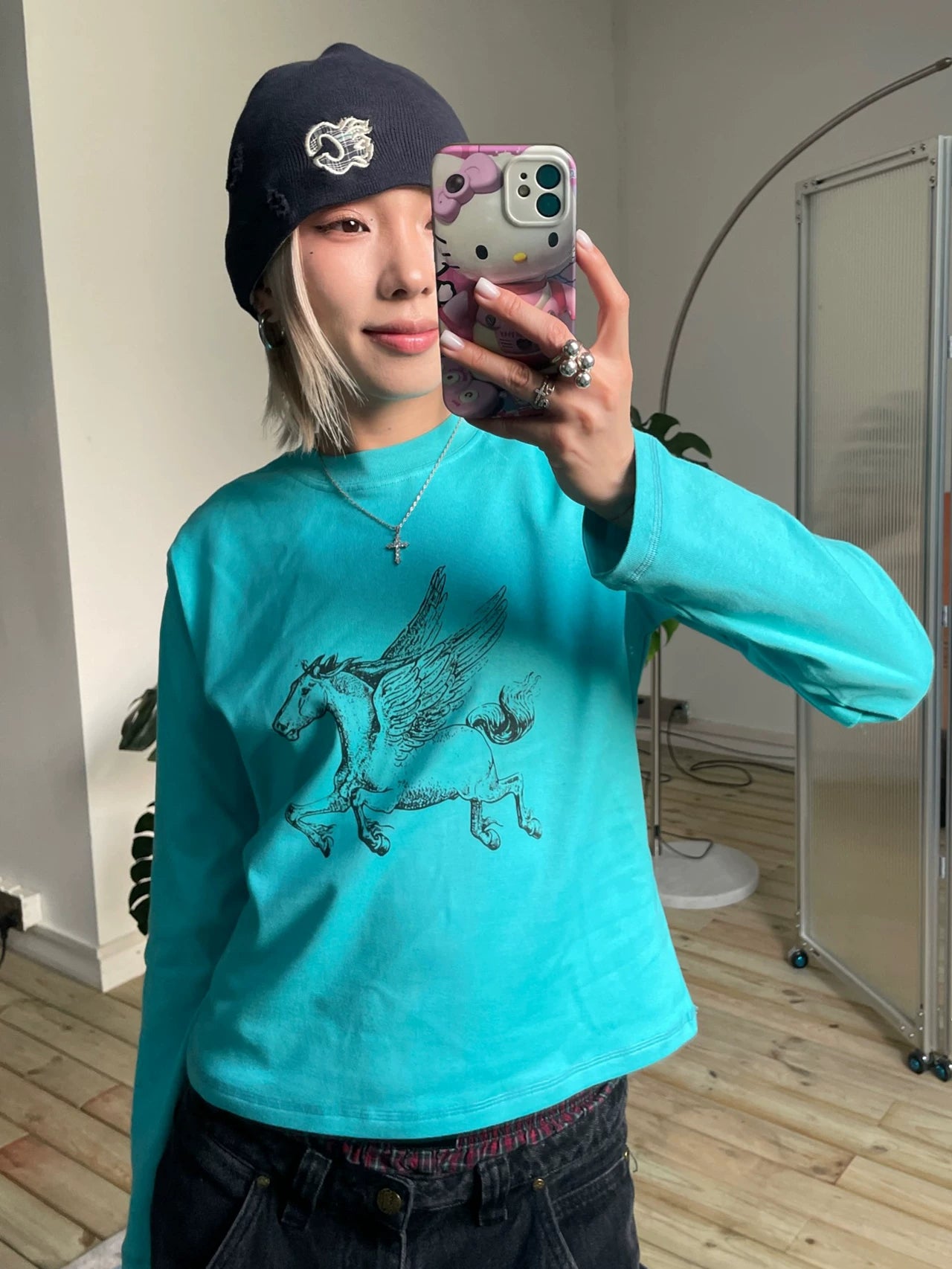 MMBBT Pegasus Cotton Printed Round Neck Loose Long Sleeves