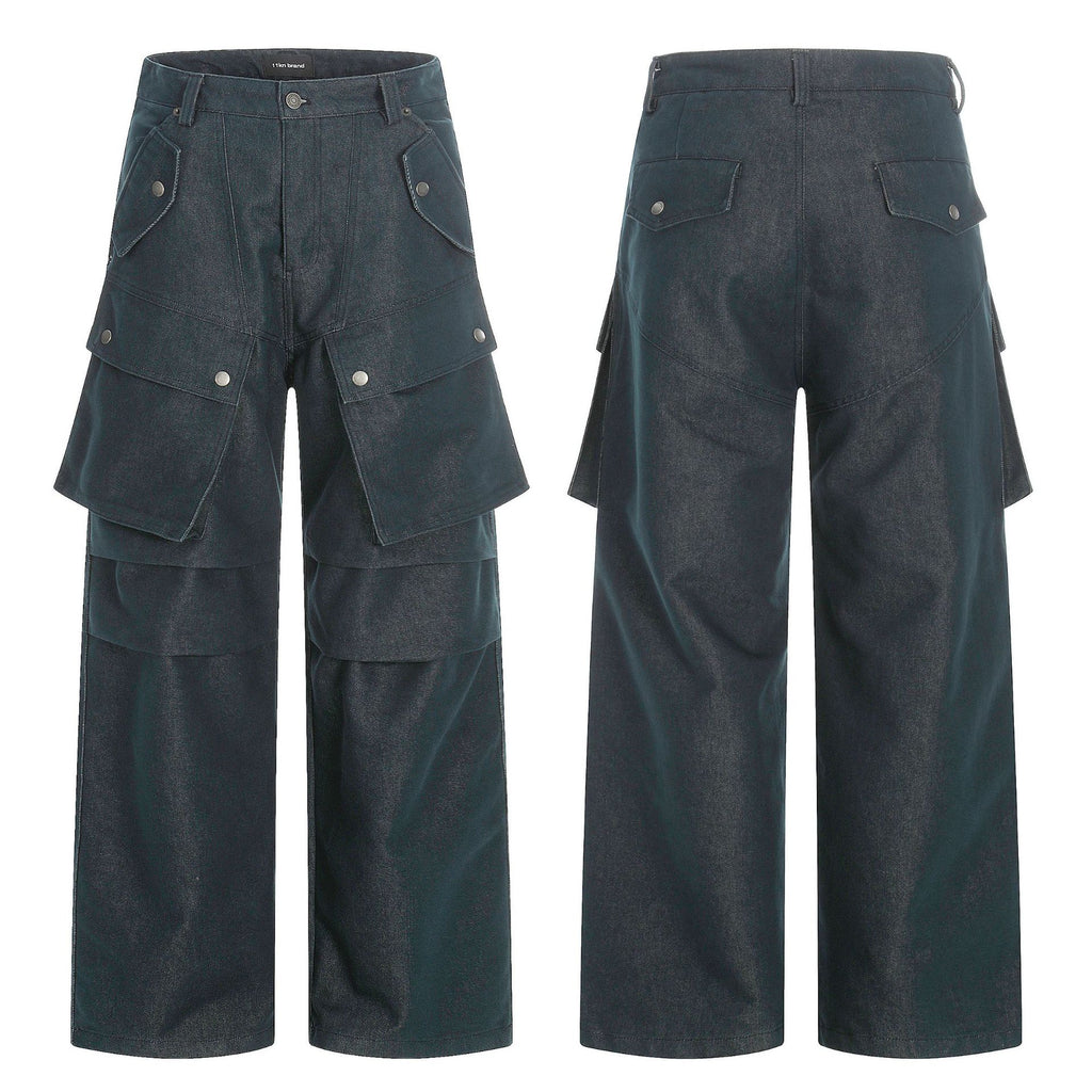 11KN Straight Wide-leg Pleated Slacks