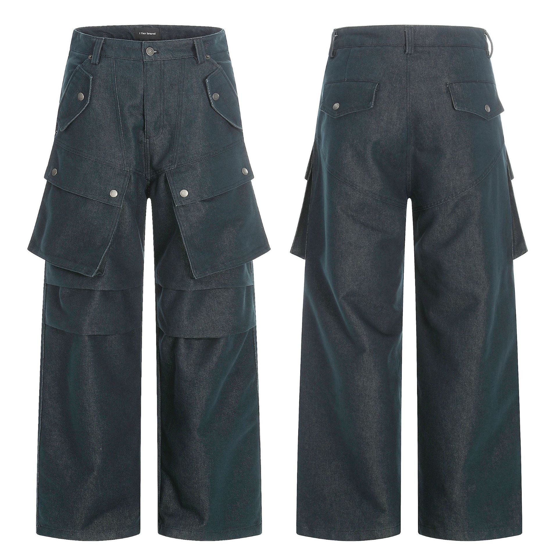 11KN Straight Wide-leg Pleated Slacks