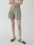 VOOE Semi-elastic Casual Pleated High-waisted Shorts
