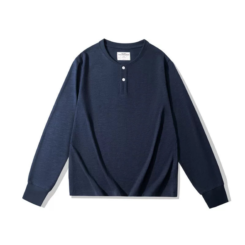 BlankMap Vintage Henry Collar Loose Shoulder Long Sleeves