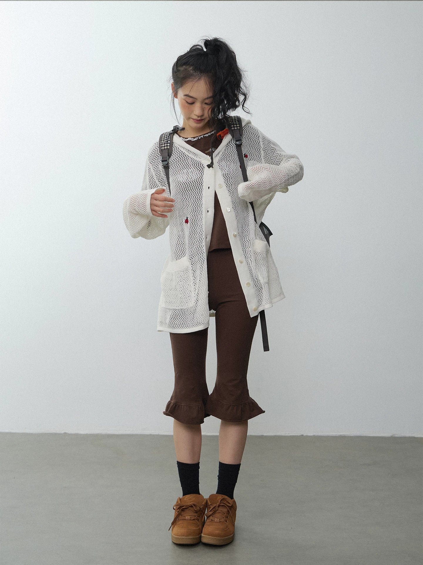 In Two Twos Cutout Knit Hooded Long Sleeves