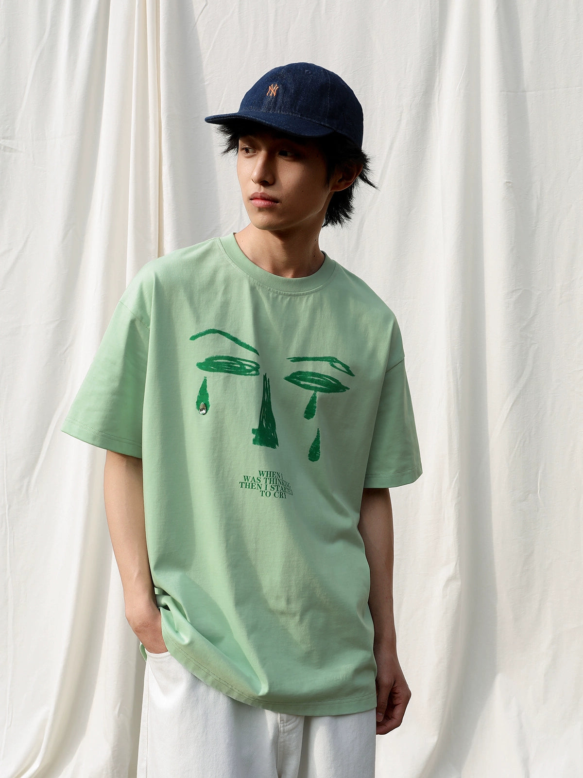 Mentmate Face Graffiti Print Tears Sticker Drill Tee