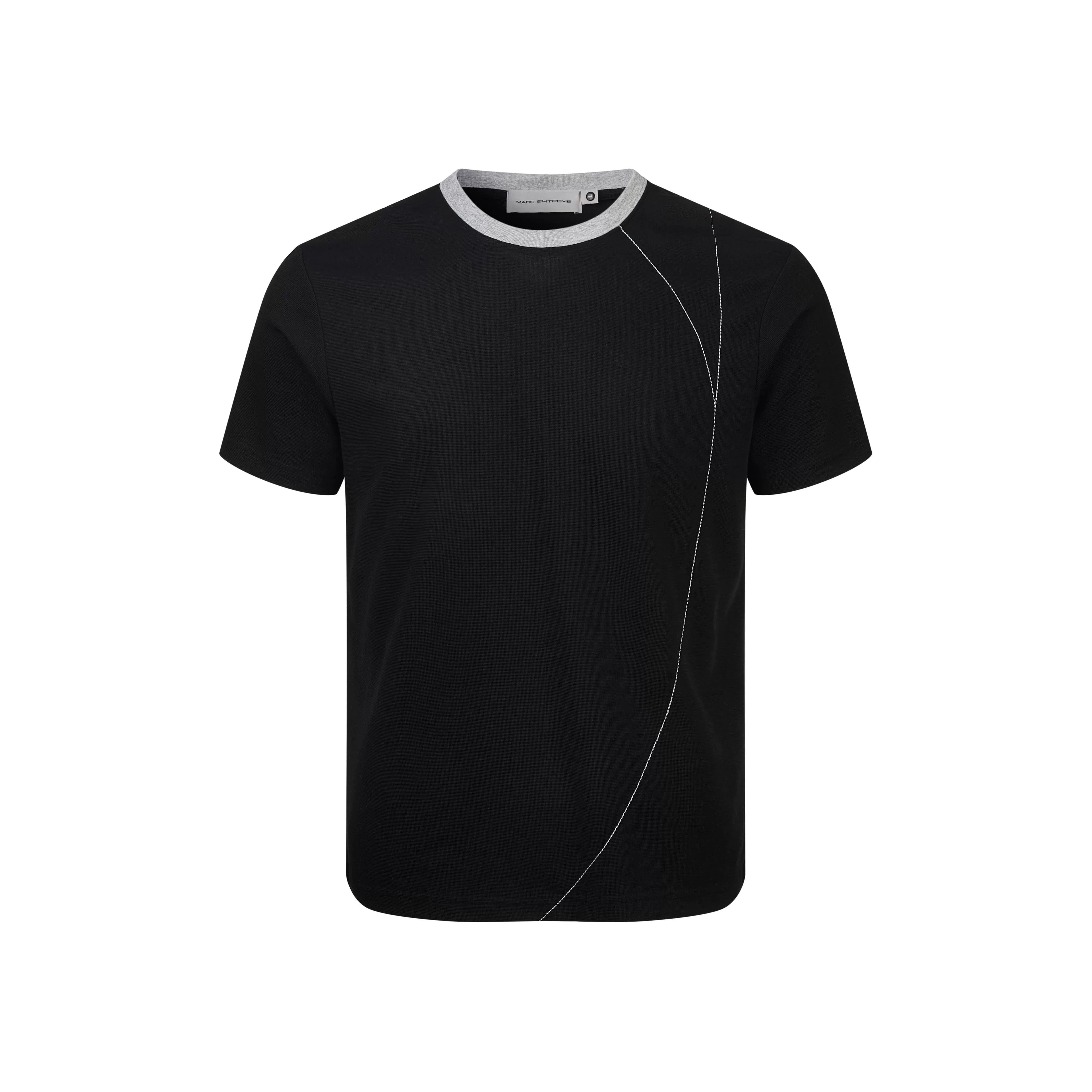 EME Contrasting Lines Casual Front Shoulder Tee