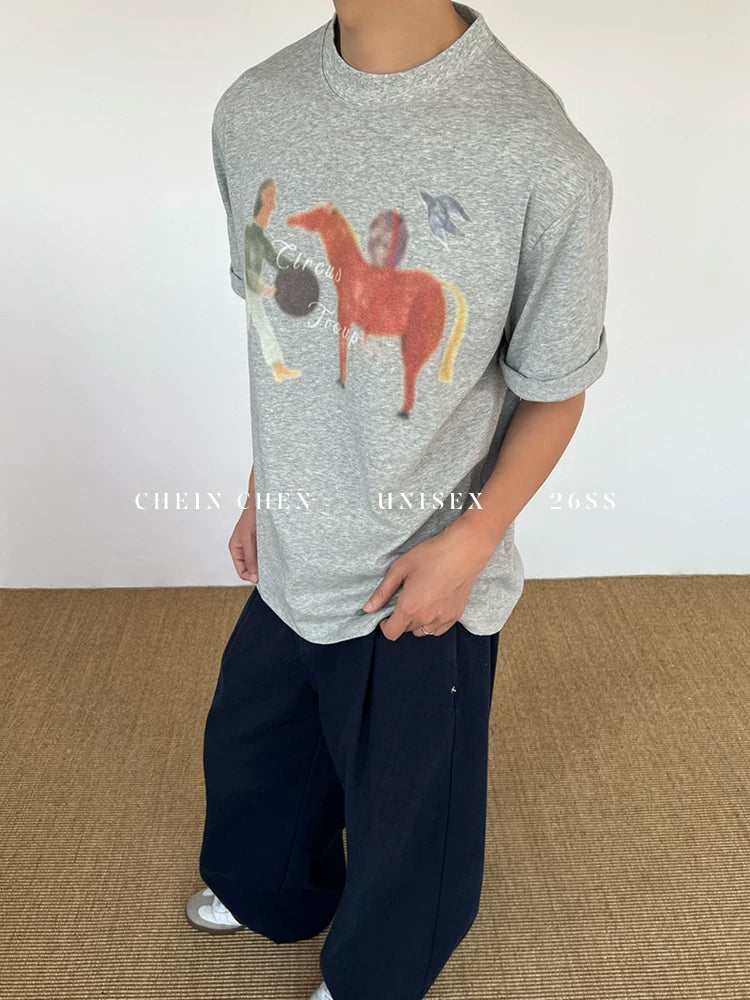 Chein Abstract Horse Print Loose Tee
