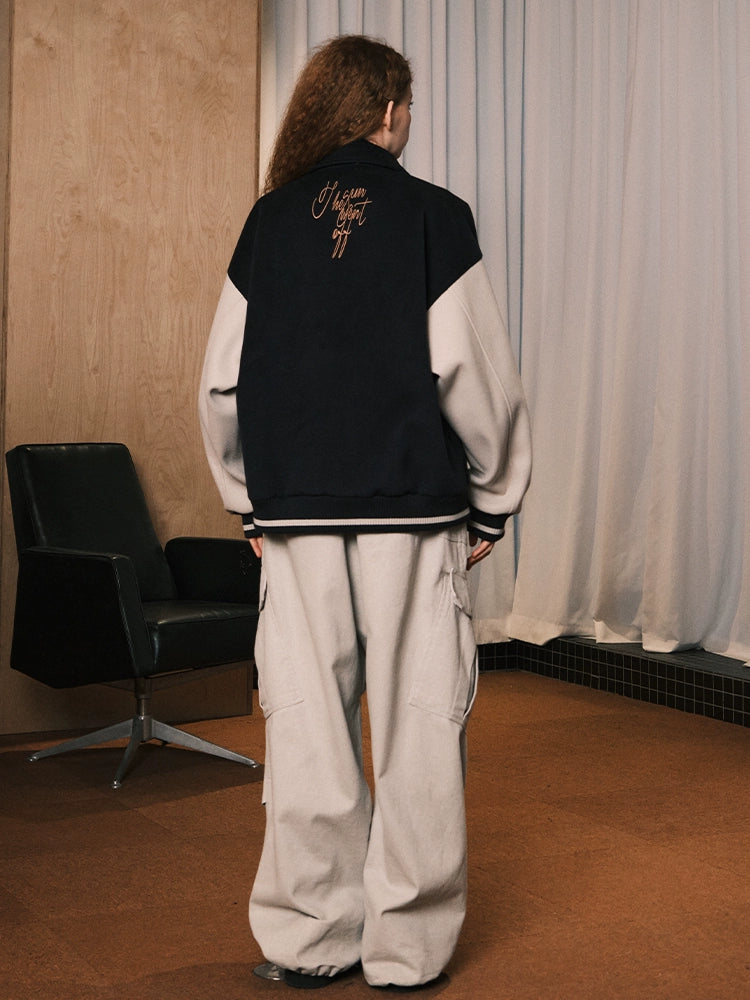 MATCHA STORY Embroidered Baseball Jacket
