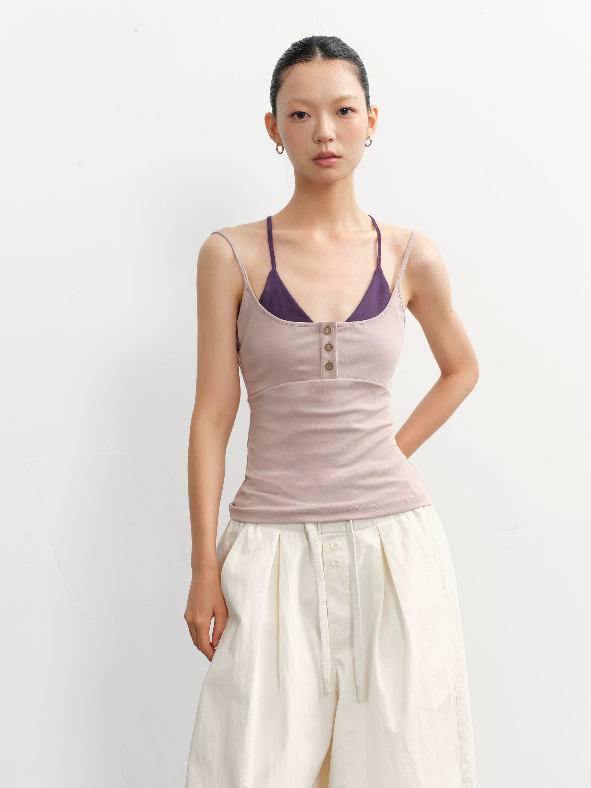 LINY LIBERTY Fake Two-piece Slim-fit Knitted Sling Vest
